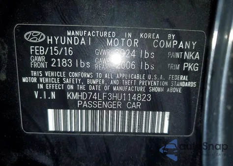 2017 Hyundai Elantra Se z USA, uszkodzony, nr VIN KMHD74LF3HU114823